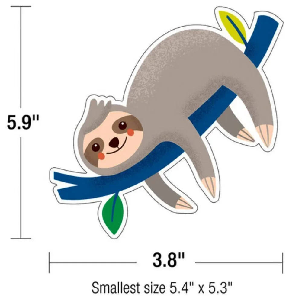 NWT ~ Carson Dellosa One World Sloths Colorful Cut-Outs, 36 pieces